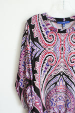 Apt. 9 Black Red Blue Purple Paisley Dress | XL