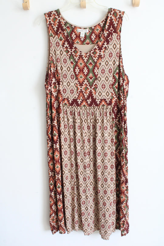 Coldwater Creek Brown Aztec Print Dress | 2X