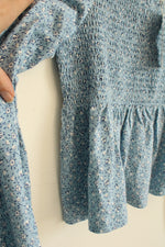 NEW Janie and Jack Blue and White Floral Square Neck Ruffle Top | 14
