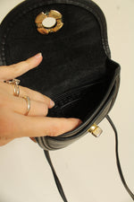 Coach Vintage 90's Black Leather Mini Turnlock Crossbody Purse