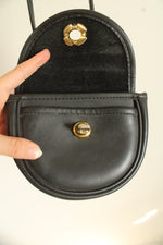 Coach Vintage 90's Black Leather Mini Turnlock Crossbody Purse