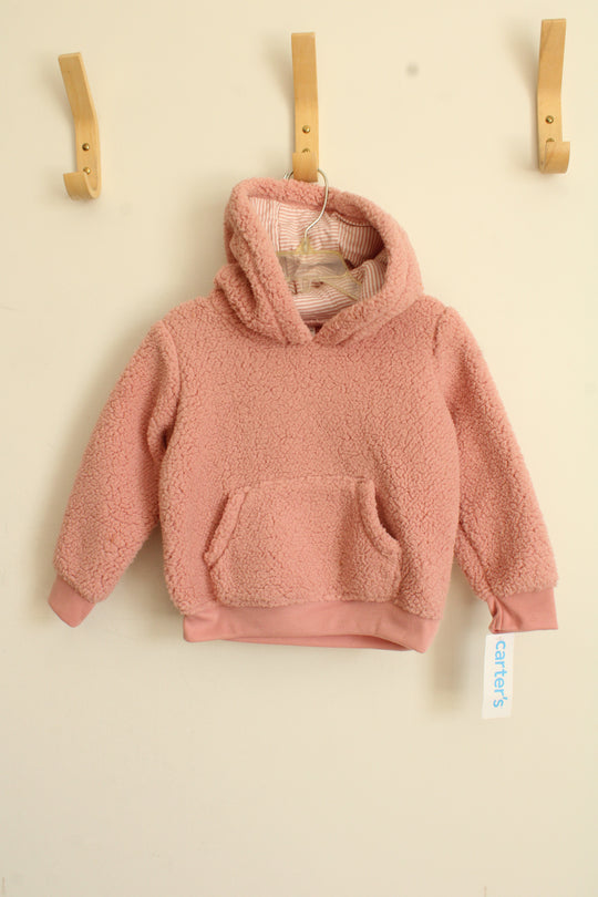 NEW Carters Pink Sherpa Hooded Sweatshirt | 24 MO