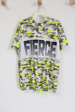 Girls Fierce Green Camo Hooded Shirt | 14/16
