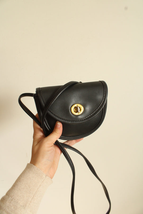 Coach Vintage 90's Black Leather Mini Turnlock Crossbody Purse