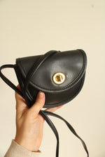 Coach Vintage 90's Black Leather Mini Turnlock Crossbody Purse