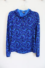 Nike Pro Dri-Fit Blue Checkered Patterned Athletic Fleece Lined Hoodie | S