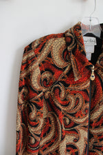 Joseph Ribkoff Black Orange & Brown Patterned Full Zip Jacket | 8
