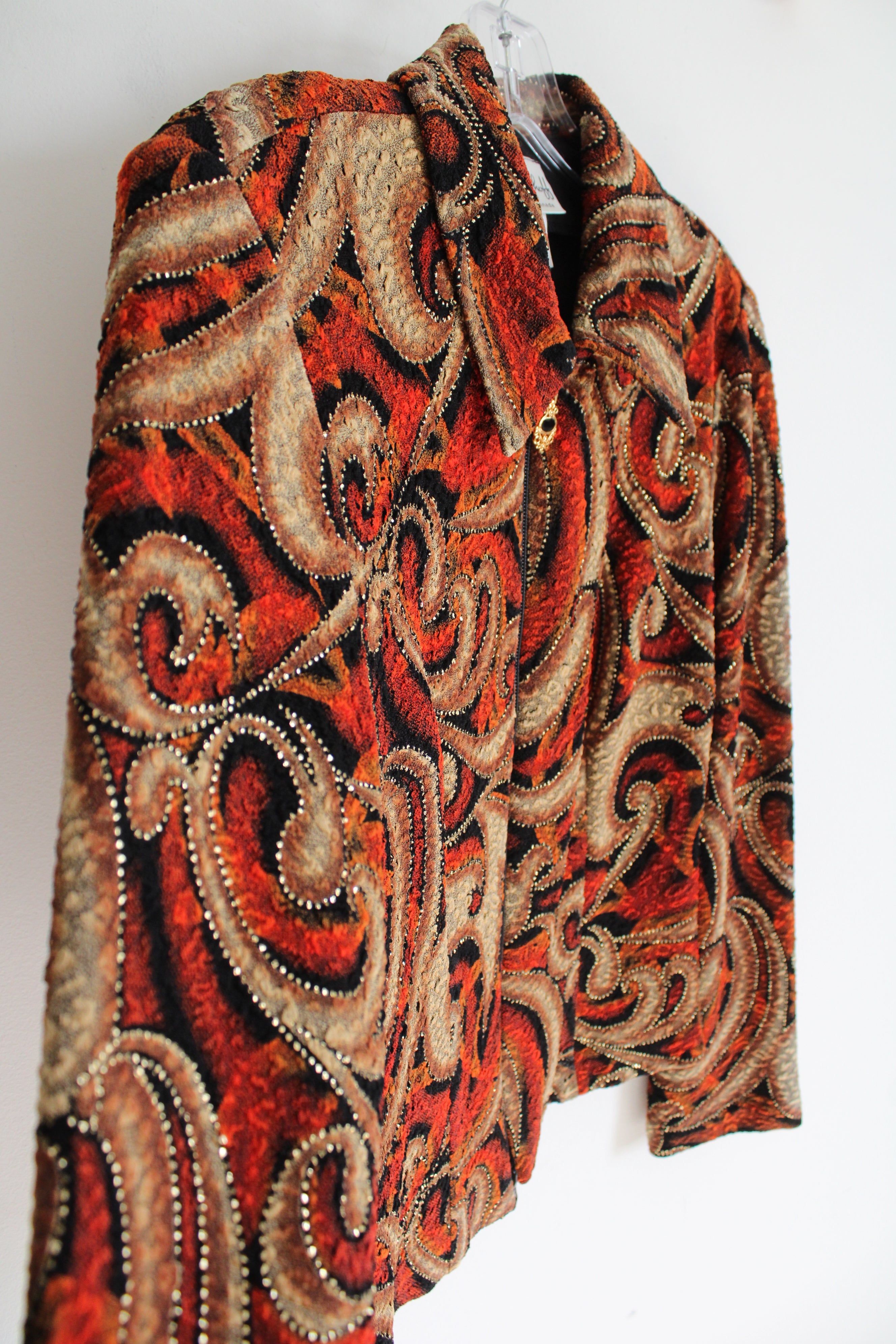 Joseph Ribkoff Black Orange & Brown Patterned Full Zip Jacket | 8