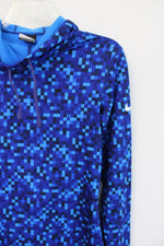 Nike Pro Dri-Fit Blue Checkered Patterned Athletic Fleece Lined Hoodie | S