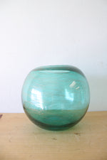Teal Gold Glitter Swirl Round Vase