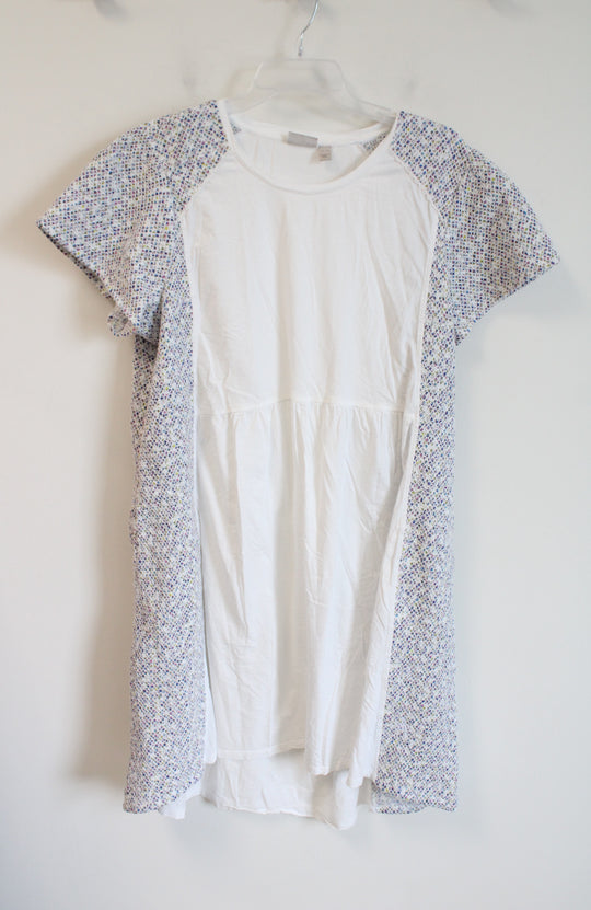LOGO White Colorful Stitched Sided Dress | XL Petite