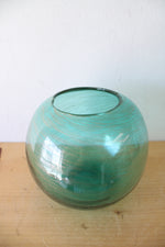 Teal Gold Glitter Swirl Round Vase