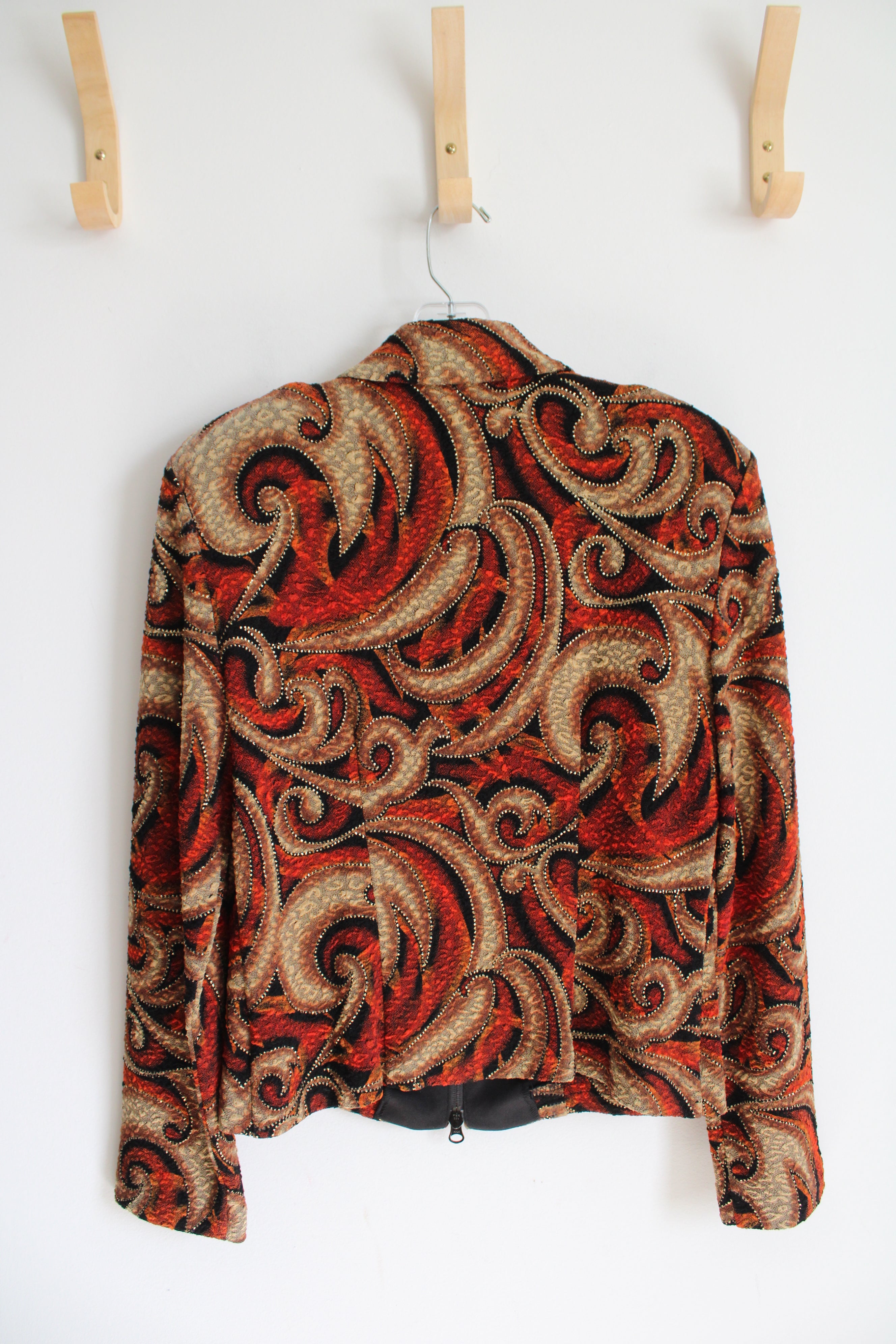 Joseph Ribkoff Black Orange & Brown Patterned Full Zip Jacket | 8