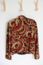 Joseph Ribkoff Black Orange & Brown Patterned Full Zip Jacket | 8