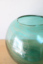 Teal Gold Glitter Swirl Round Vase