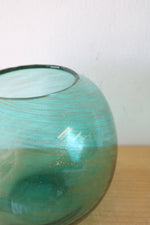Teal Gold Glitter Swirl Round Vase