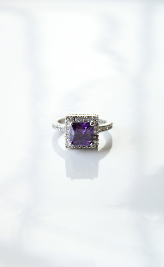 Amethyst Square Cut Stone Ring | Size 7