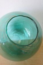 Teal Gold Glitter Swirl Round Vase
