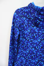 Nike Pro Dri-Fit Blue Checkered Patterned Athletic Fleece Lined Hoodie | S