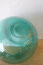 Teal Gold Glitter Swirl Round Vase