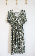 Lark & Grey Green & White Floral Midi Dress | 1XL