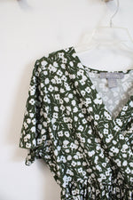 Lark & Grey Green & White Floral Midi Dress | 1XL