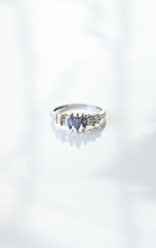 Amethyst Marquise 10K White Gold  Ring | Size 7