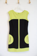 Frank Lyman Neon Yellow & Black Color Blocked Dress | 8