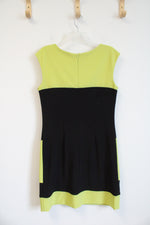 Frank Lyman Neon Yellow & Black Color Blocked Dress | 8