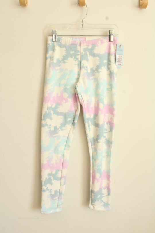 NEW Cat and Jack White Blue and Pink Tie Dye Fleece Lined Leggings | 10/12