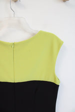 Frank Lyman Neon Yellow & Black Color Blocked Dress | 8