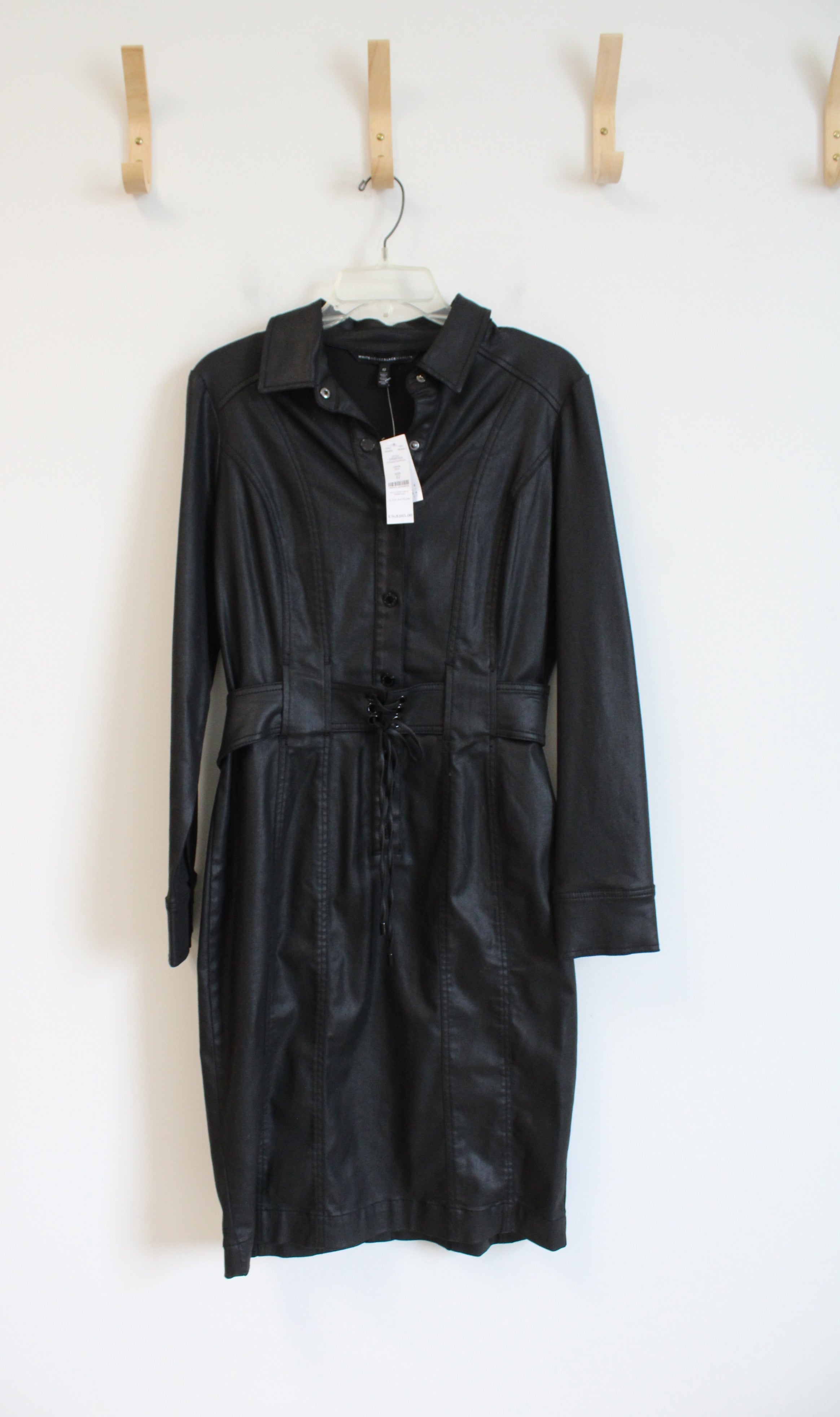 LIKE NEW White House Black Market Lace Up Black Collared Dress | 12 Jubilee Thrift LIKE NEW White House Black Market Lace Up Black Collared Dress | 12 Jubilee Thrift