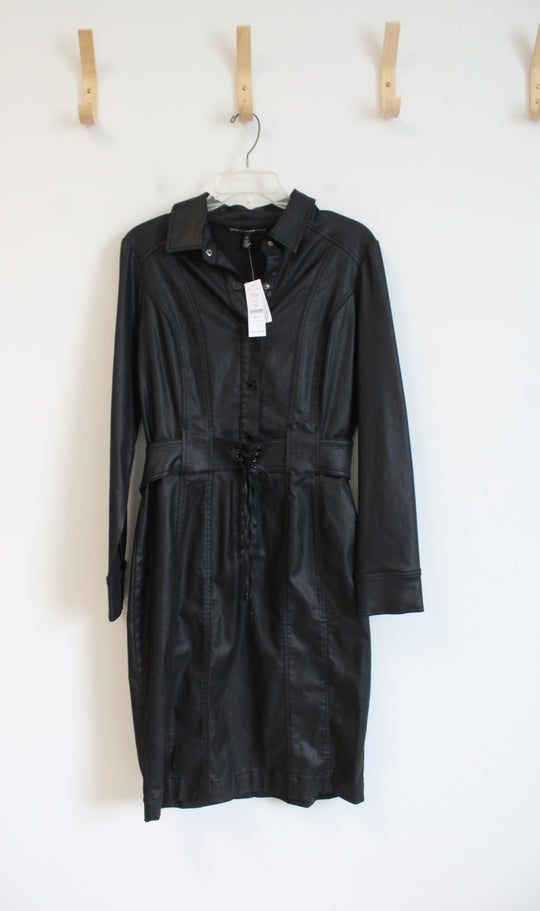 LIKE NEW White House Black Market Lace Up Black Collared Dress | 12