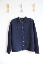 NEW Savvy By DT Studio Navy Textured Button Down Top | XL