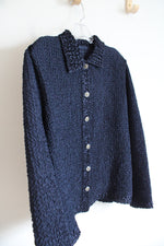 NEW Savvy By DT Studio Navy Textured Button Down Top | XL