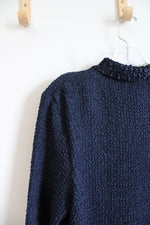 NEW Savvy By DT Studio Navy Textured Button Down Top | XL