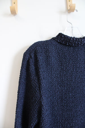 NEW Savvy By DT Studio Navy Textured Button Down Top | XL