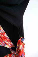 Prabal Gurung Black & Floral Lugu Sash Dress | 12