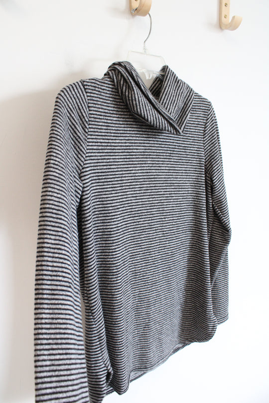 Croft & Barrow Black & Gray Striped Turtleneck Long Sleeved Top | S