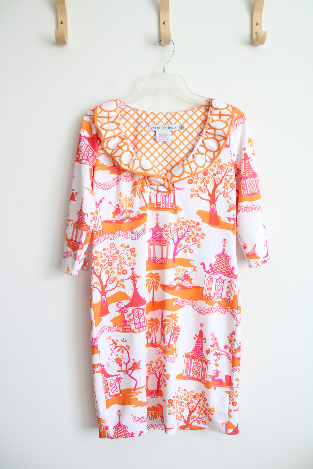 Gretchen Scott Pink & Orange Asian Patterned Collared Dress | XS