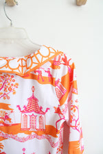 Gretchen Scott Pink & Orange Asian Patterned Collared Dress | XS