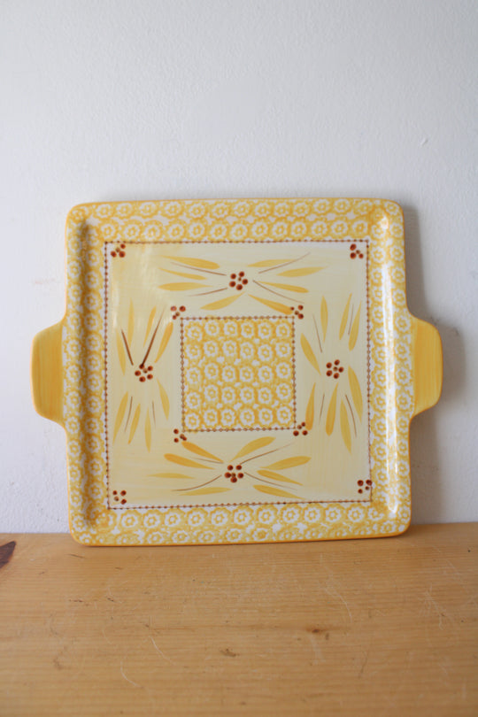 Temptations By Tara Old World Yellow Square Serving Tray