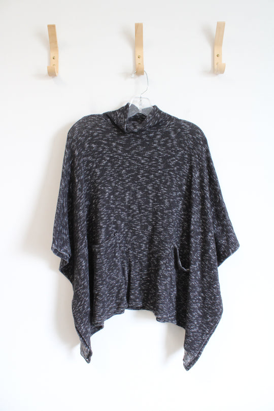 Viola Charcoal Gray Mock Neck Poncho Top | M
