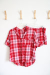 Victoria's Secret Red & Pink Plaid Pajama Top & Shorts Set | L