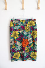 LuLaRoe Green Colorful Floral Pencil Skirt | L
