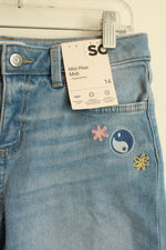 So Mid-rise Midi Cuffed Shorts with Pink and Yellow Embroidery | 14