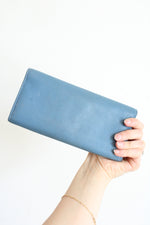 Coach Tabby Pebble Leather Dusty Blue Long Wallet