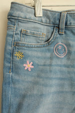 So Mid-rise Midi Cuffed Shorts with Pink and Yellow Embroidery | 14