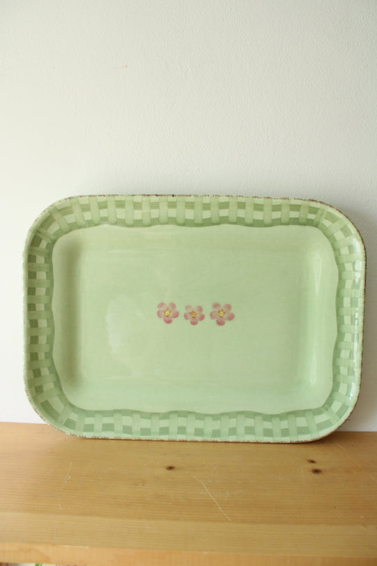 Franciscan Flora Earthenware Large Green Floral Platter