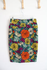 LuLaRoe Green Colorful Floral Pencil Skirt | L